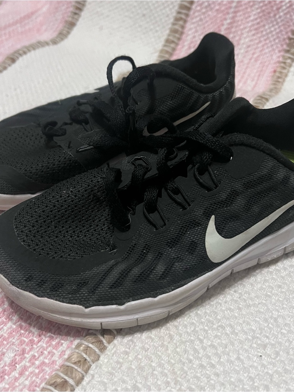 Nike Kids Black Sneakers with White Swoosh